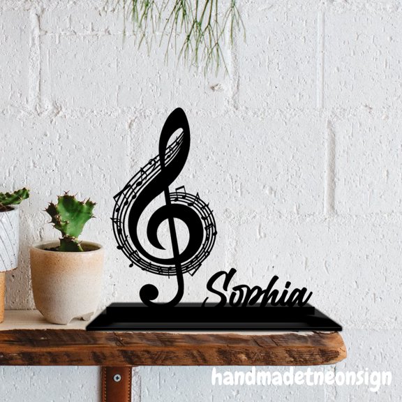 Handmadetneonsign Custom Music Notes Acrylic Stand, Music Tabletop Decor, Music Studio Metal Decor 71867