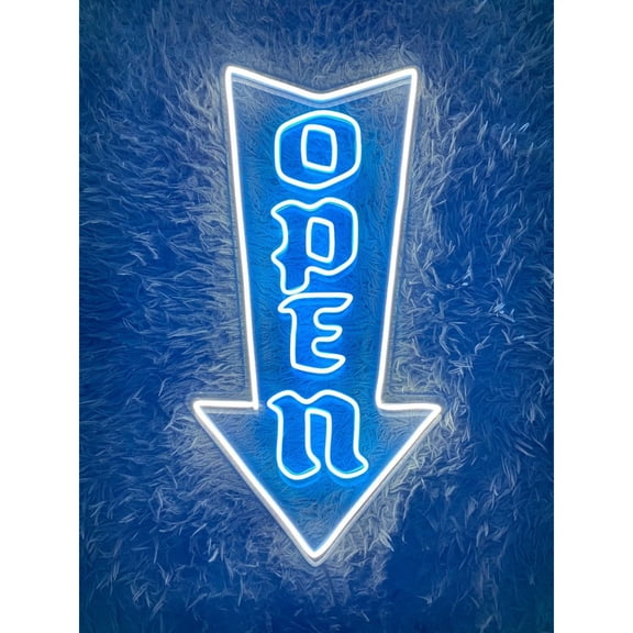 Handmadetneonsign Custom Open Direction Arrow Down Neon Sign, Open Arrow Led Sign, Arrow Open Led