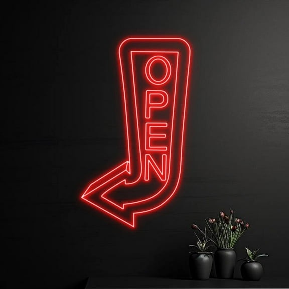 Handmadetneonsign Custom Open Direction Arrow Left Neon Sign, Open Arrow Led Sign, Arrow Open Led Sign
