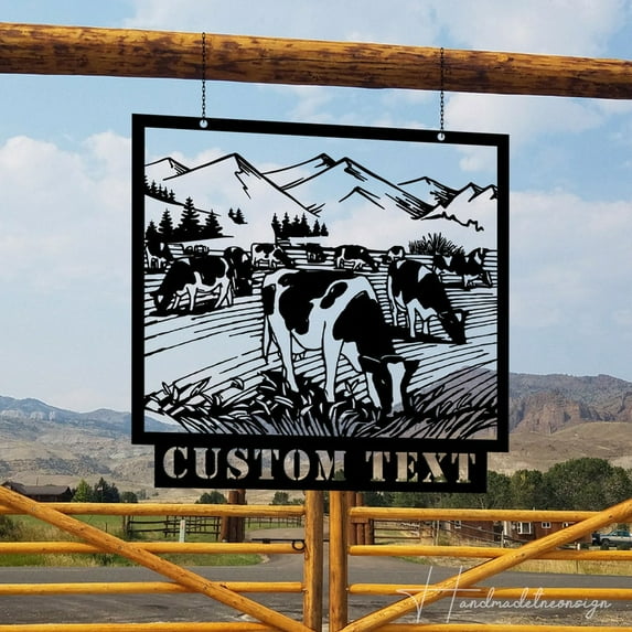 Handmadetneonsign Custom Outdoor Dairy Farm Metal Sign Hanging, Outdoor Dairy Farm Name Metal Sign