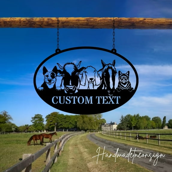 Handmadetneonsign Custom Outdoor Farm Metal Sign Hanging - Personalized Outdoor Farm Name Sign