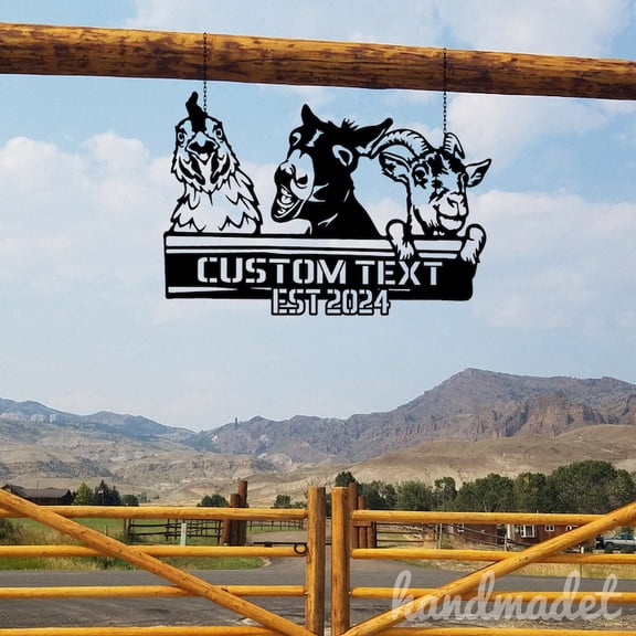 Handmadetneonsign Custom Outdoor Farm Metal Wall Art Hanging, Personalized Outdoor Farm Name Sign