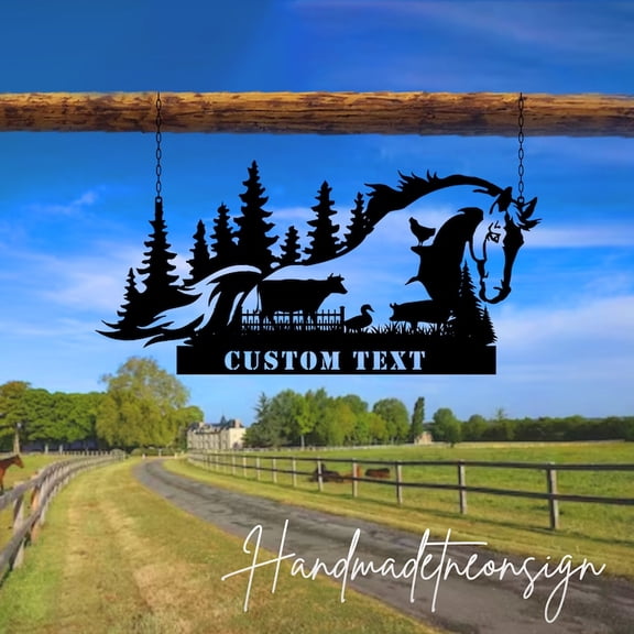 Handmadetneonsign Custom Outdoor Farmhouse Metal Sign Hanging, Welcome Farm Name Sign Outdoor Decor