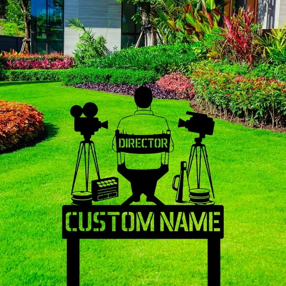 Handmadetneonsign Custom Outdoor Memorial Film Director Metal Sign With Stakes, Film Director Name