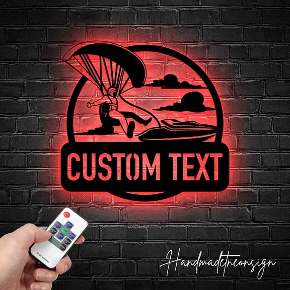 Handmadetneonsign Custom Paragliding Metal Wall Art LED Light - Personalized Paraglider Name Sign