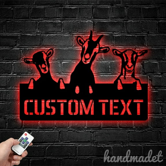 Handmadetneonsign Custom Peeking Goat Metal Wall Art LED Light - Personalized Curious Goat Peeking