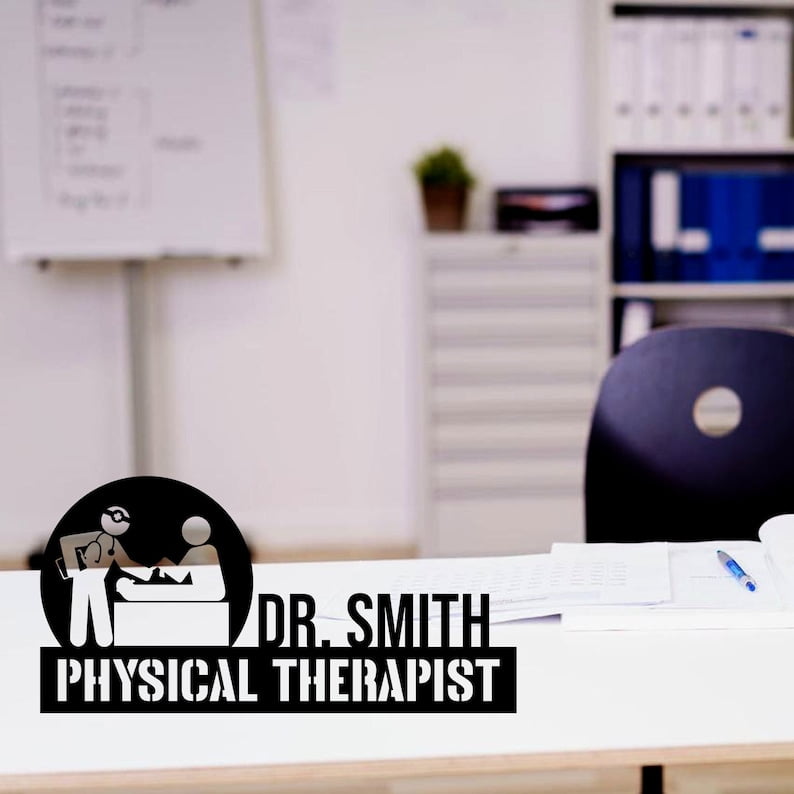 Handmadetneonsign Custom Physical Therapist Desk Name Plate, Therapist
