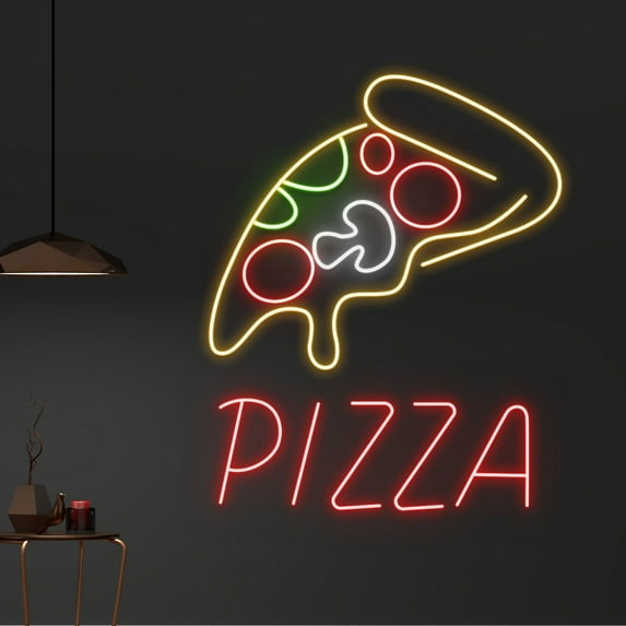 Handmadetneonsign Custom Pizza Neon Sign, Italian Food Name LED Sign, Pizza Slice Neon Light, Italy