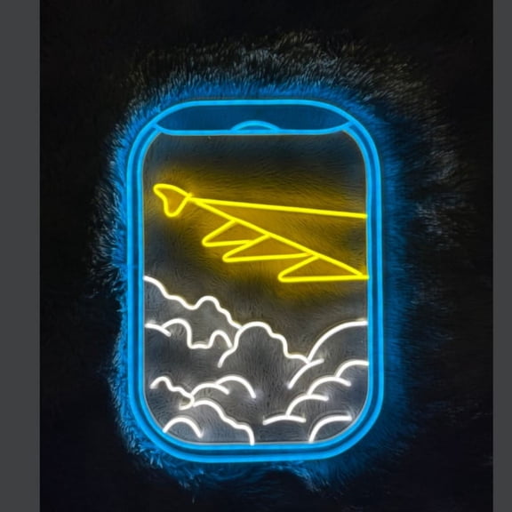 Handmadetneonsign Custom Plane Window Led Sign, Airplane Window Neon Sign, Home Decor