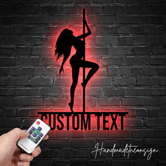 Handmadetneonsign Custom Pole Dancer Metal Wall Art LED Lights - Personalized Girl Pole Dancing Name