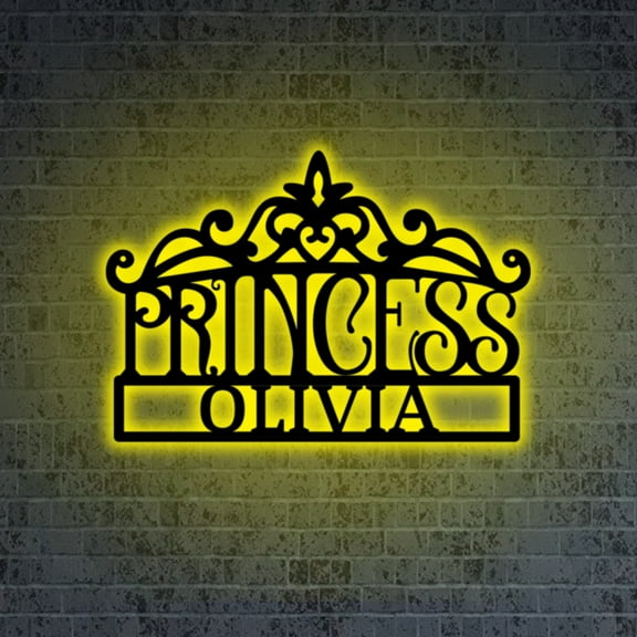 Handmadetneonsign Custom Princess Metal LED Sign, Kids Room Wall Hanging, Birthday Gift For Gift