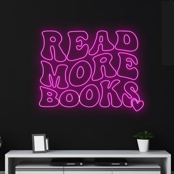 Handmadetneonsign Custom Read More Books Neon Light, Personalized Quote Name Neon Sign, Book Lovers