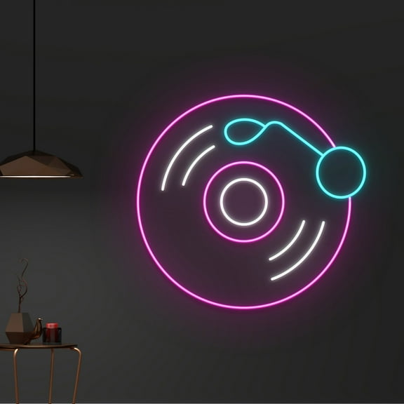 Handmadetneonsign Custom Record Led Sign, Gramophone Neon Light, Disc Player Neon Sign, Recording