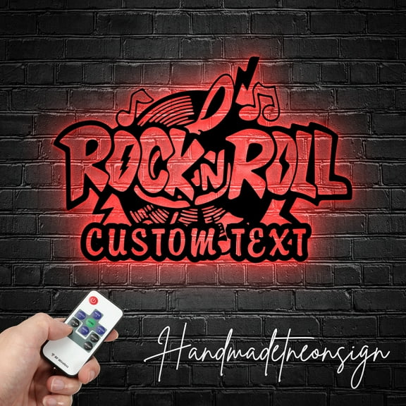 Handmadetneonsign Custom Rock N Roll Metal Wall Art LED Light, Personalized Rock Music Band Name Sign