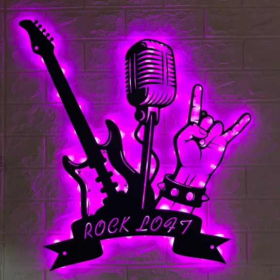 Handmadetneonsign Custom Rock N Roll Metal Wall Art LED Light - Personalized Rock Music Band Name