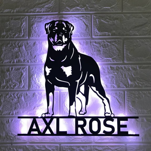 Handmadetneonsign Custom Rottweiler Metal Wall Art LED Light - Personalized Dog Lover Name Sign Home