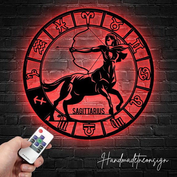 Handmadetneonsign Custom Sagittarius Zodiac Symbol Constellation Stars Metal Wall Art LED Light