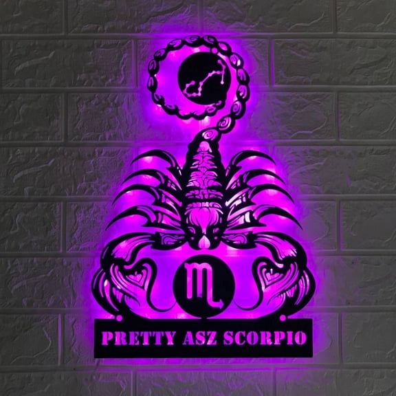 Handmadetneonsign Custom Scorpio Zodiac Symbol Constellation Stars Metal Wall Art LED Light