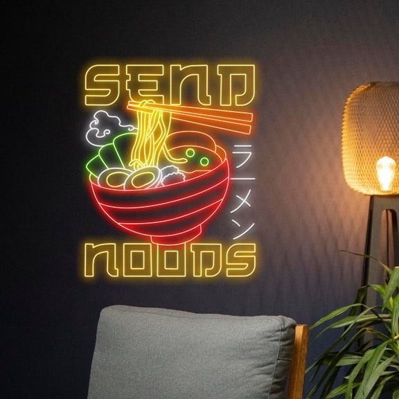 Handmadetneonsign Custom Send Noods Ramen Neon Sign, Japanese Noodles Led Sign, Ramen Noodle Led