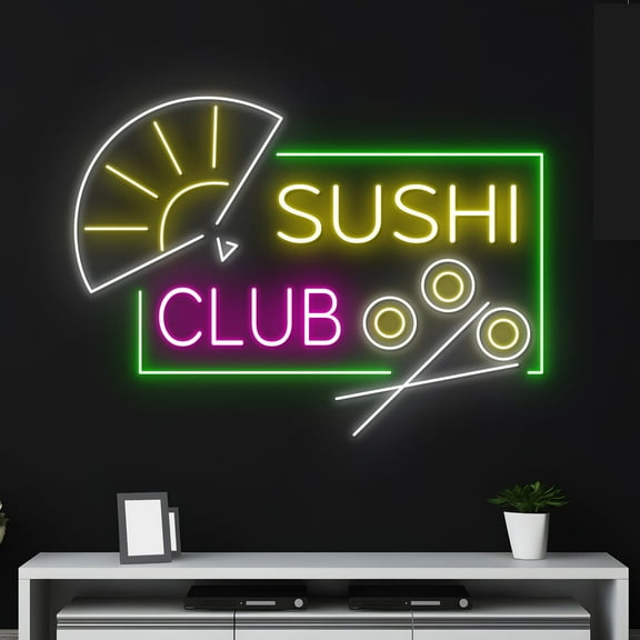 Handmadetneonsign Custom Sushi Club Neon Sign, Japanese Food LED Sign, Sushi Neon Light, Japan