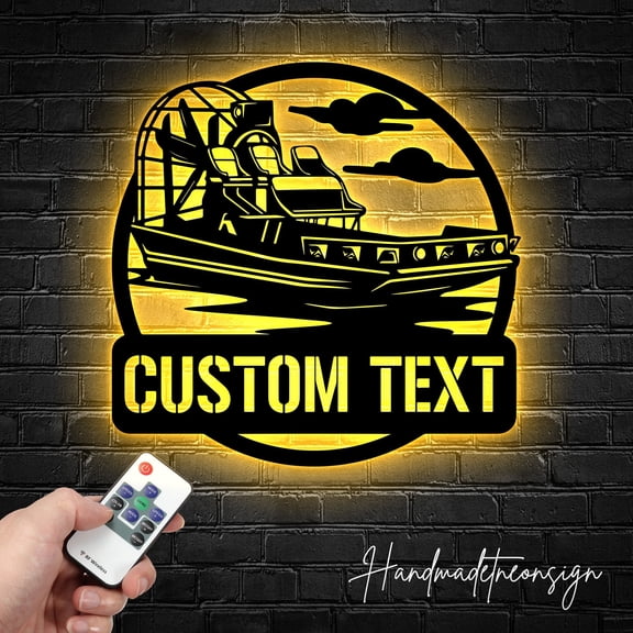 Handmadetneonsign Custom Swamp Boat Metal Wall Art LED Light, Personalized Swamp Boat Captain Name