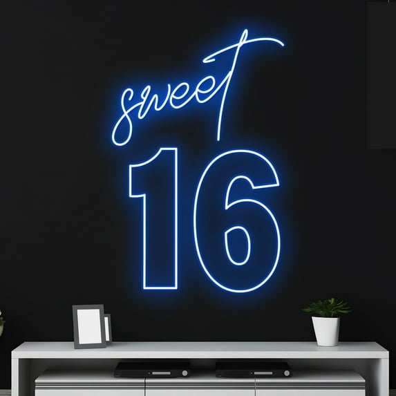 Handmadetneonsign Custom Sweet 16 Neon Light, Custom Name LED Sign, Personalized Date Led Light