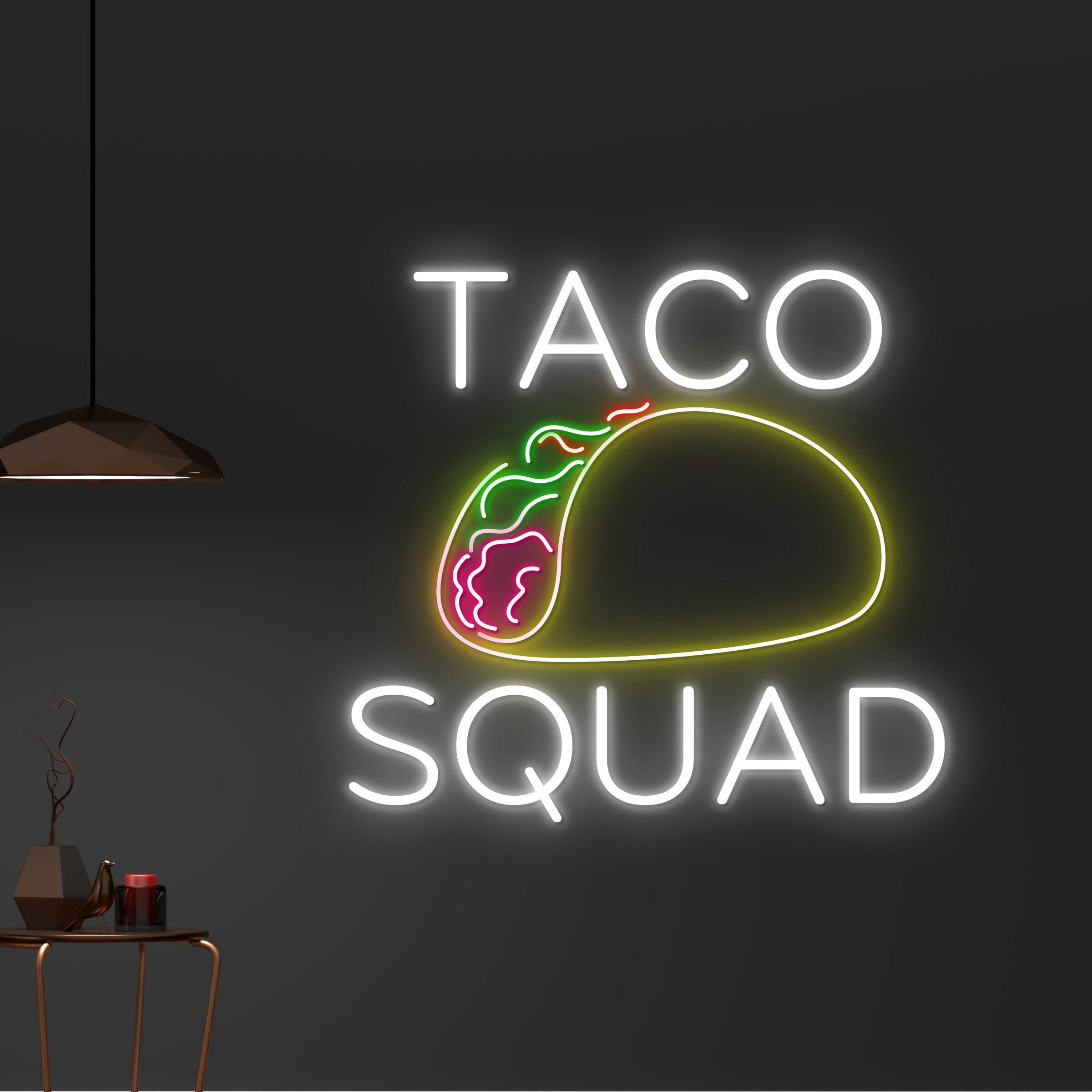 Handmadetneonsign Custom Taco Squad Neon Sign, Mexico Tacos LED Sign