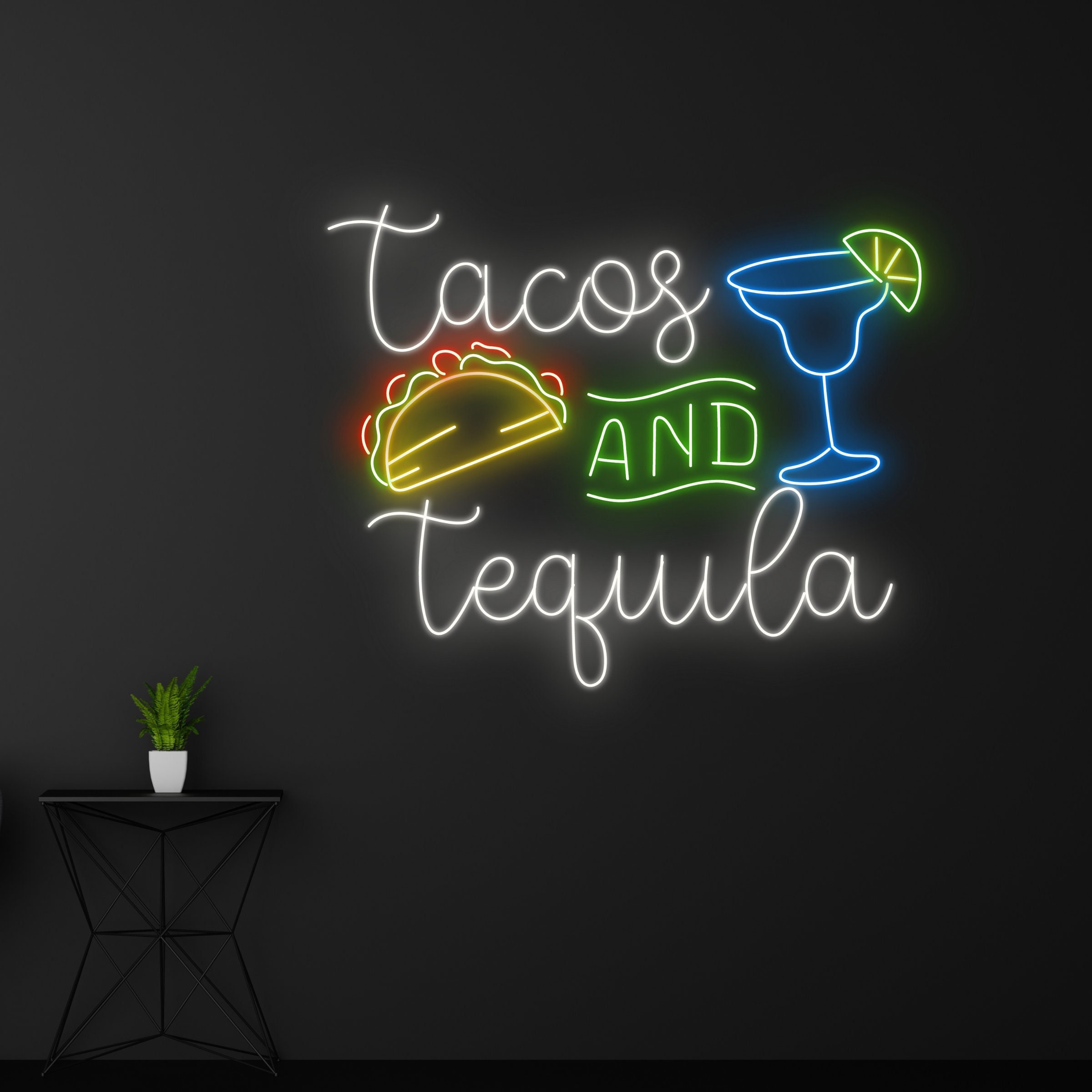 Handmadetneonsign Custom Tacos And Tequila Neon Sign, Quote Name LED ...