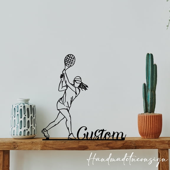 Handmadetneonsign Custom Tennis Player Metal Desk, Tennis Metal Table Sign, Tennis Player Name Metal 66046