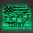 thumbnail image 1 of Handmadetneonsign Custom US Flag Battle Tank Metal Wall Art LED Light | Personalized American Flag Metal Sign, 1 of 3
