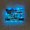 thumbnail image 1 of Handmadetneonsign Custom US Semi Truck Driver Metal Wall Art LED Light - Personalized Trucker Name, 1 of 3