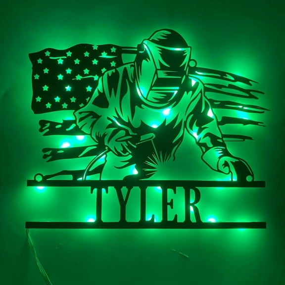 Handmadetneonsign Custom USA Flag Welding Metal Wall Art LED Light, Welder Sign Home Decor