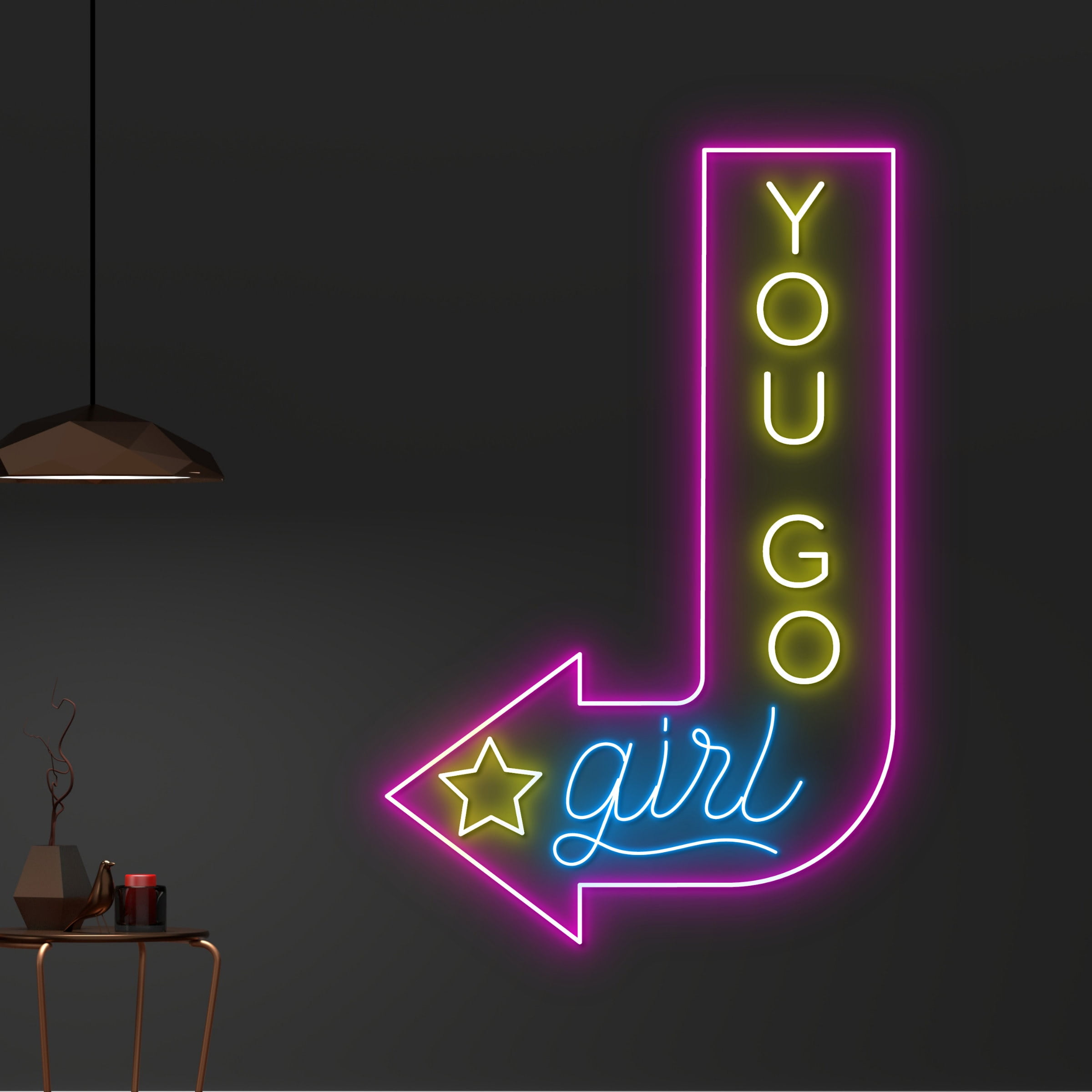 Handmadetneonsign Custom You Go Girl Direction Arrow Left Neon Sign