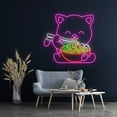 thumbnail image 1 of Handmadetneonsign Cute Cat Eating Ramen Neon Sign, Cat Eating Noodles LED Sign, Vegetables & Egg, 1 of 5