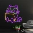 thumbnail image 1 of Handmadetneonsign Cute Cat & Laptop Neon Sign, Cat with Glasses LED Sign, Lovely Animal Neon Light, 1 of 5