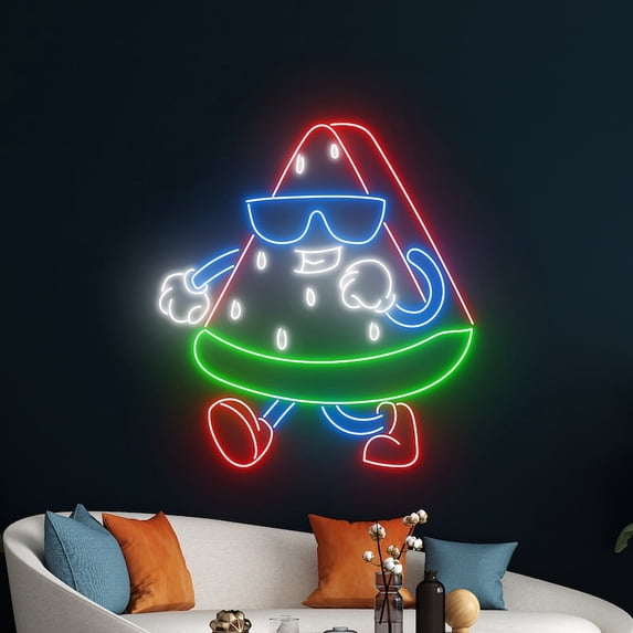 Handmadetneonsign Cute Watermelon Neon Light, Cool Watermelon Led Light, Fruit Store Led Sign