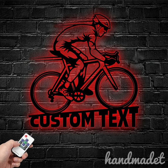 Handmadetneonsign Cycling Bike Metal Wall Art, Biker Metal Sign Wall Decor, Bicycle Metal Wall Decor