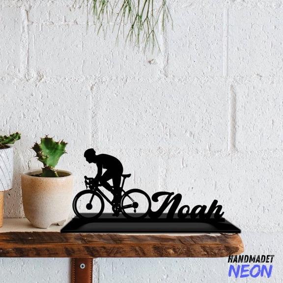 Handmadetneonsign Cycling Table Decor, Cyclist Metal Shelf Decor, Biker Bicycle Office Home Decor 045670