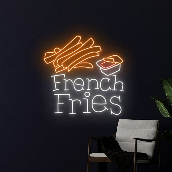 Handmadetneonsign Dachshund French Fries Neon Sign, French Fries Led Sign, French Fries Led Light