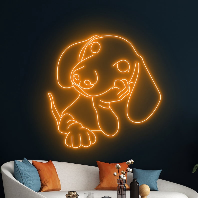 Image showcasing Handmadetneonsign Dachshund Wall Art, Cute Dachshund Wall Decor ...