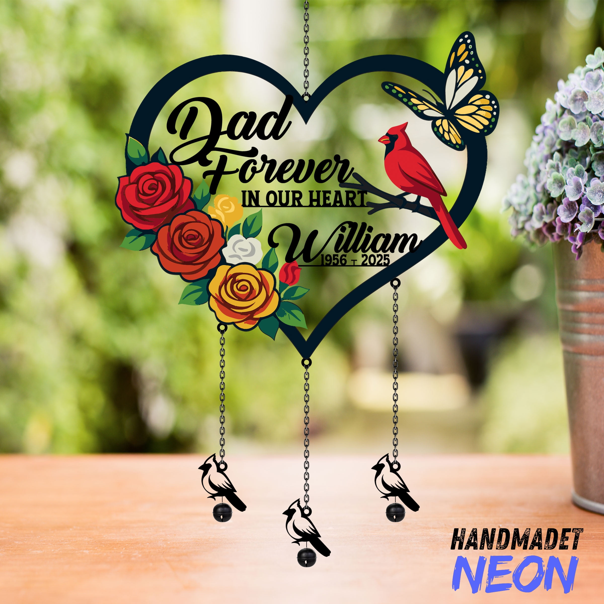 Personalized Dad "On Angel's Wings" Memorial Wind Chime - 28 Collective