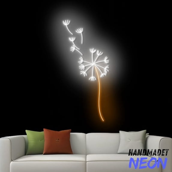 Handmadetneonsign Dandelion Neon Sign, Dandelion Wall Art, Dandelion Flower Home Wall Decor 73000