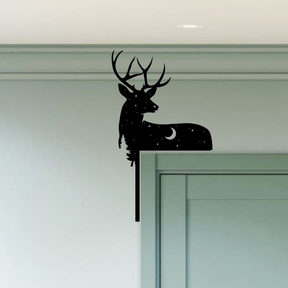 Handmadetneonsign Deer Door Corner Sign, Wild Animal Metal Door Topper, Home Room Wall Decor 53355