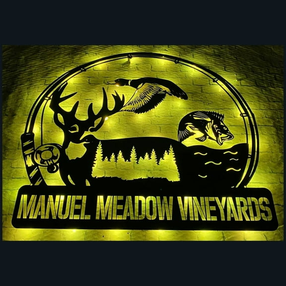 Handmadetneonsign Deer Metal Wall Art Light, Wild Animal Metal Sign Wall Decor, Deer Fish Metal Decor