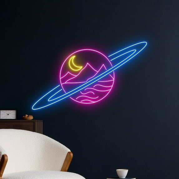 Handmadetneonsign Desert Mountain Neon Sign, Desert Planet Wall Art Decor, Desert Wall Decor