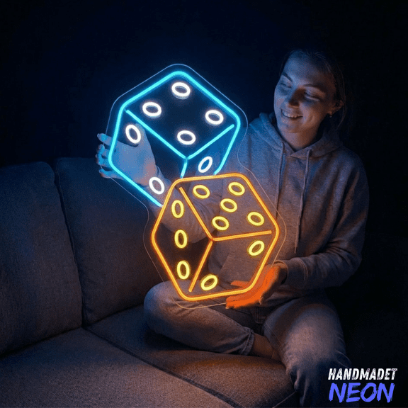 Handmadetneonsign Dice Neon Sign, Casino Led Light, Game Room Decor