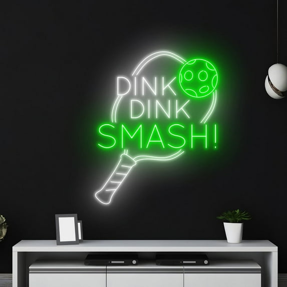 Handmadetneonsign Dink Dink Smash Neon Sign, Pickleball Neon Led Art Decor, Pickleball Sport Wall Decor