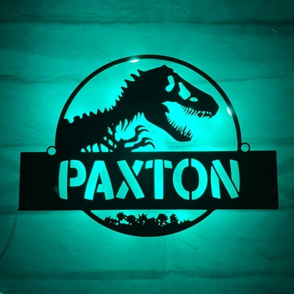 Handmadetneonsign Dinosaur Metal Wall Art Light, Dinosaur Metal Sign Wall Decor, Wild Animal Metal Decor