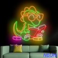 thumbnail image 1 of Handmadetneonsign Dinosaur Reading Book Neon Sign, Cute Dinosaur Led Sign, Dinosaur Bookworm 94286, 1 of 5
