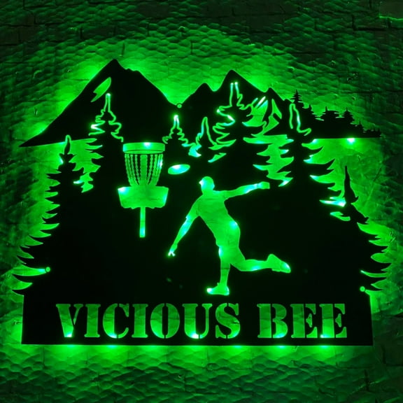 Handmadetneonsign Disc Golf Metal Wall Art Light, Disc Golf Player Metal Sign Wall Decor, Sport Metal Decor